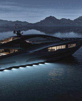 Beautiful expensive big yacht on the background of the night sky